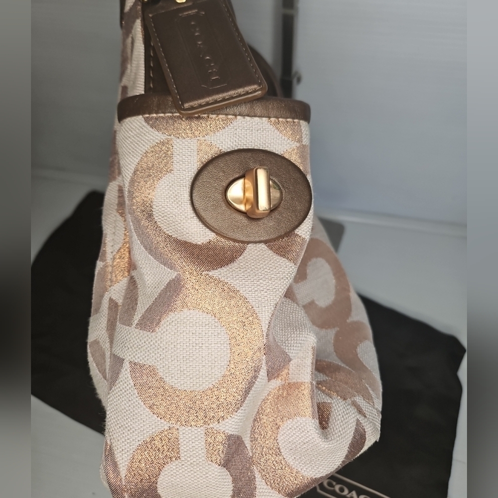 Vintage Coach Parker Op Art Signature C Boho Shoulder Bag in Rose Gold CopperY2K - Picture 6 of 11
